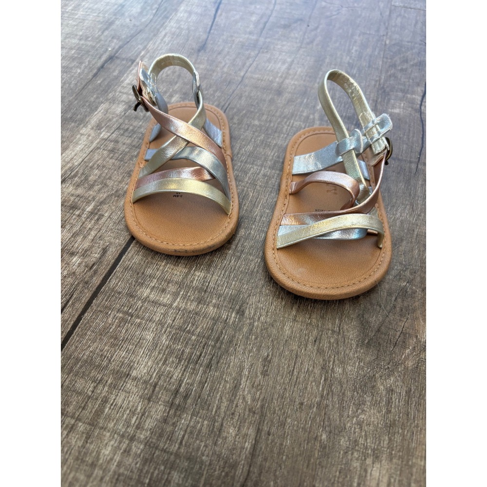 Old Navy Baby Girl Metallic Multi-Strap Gladiator Sandals Gold Silver Rose‎ Gold